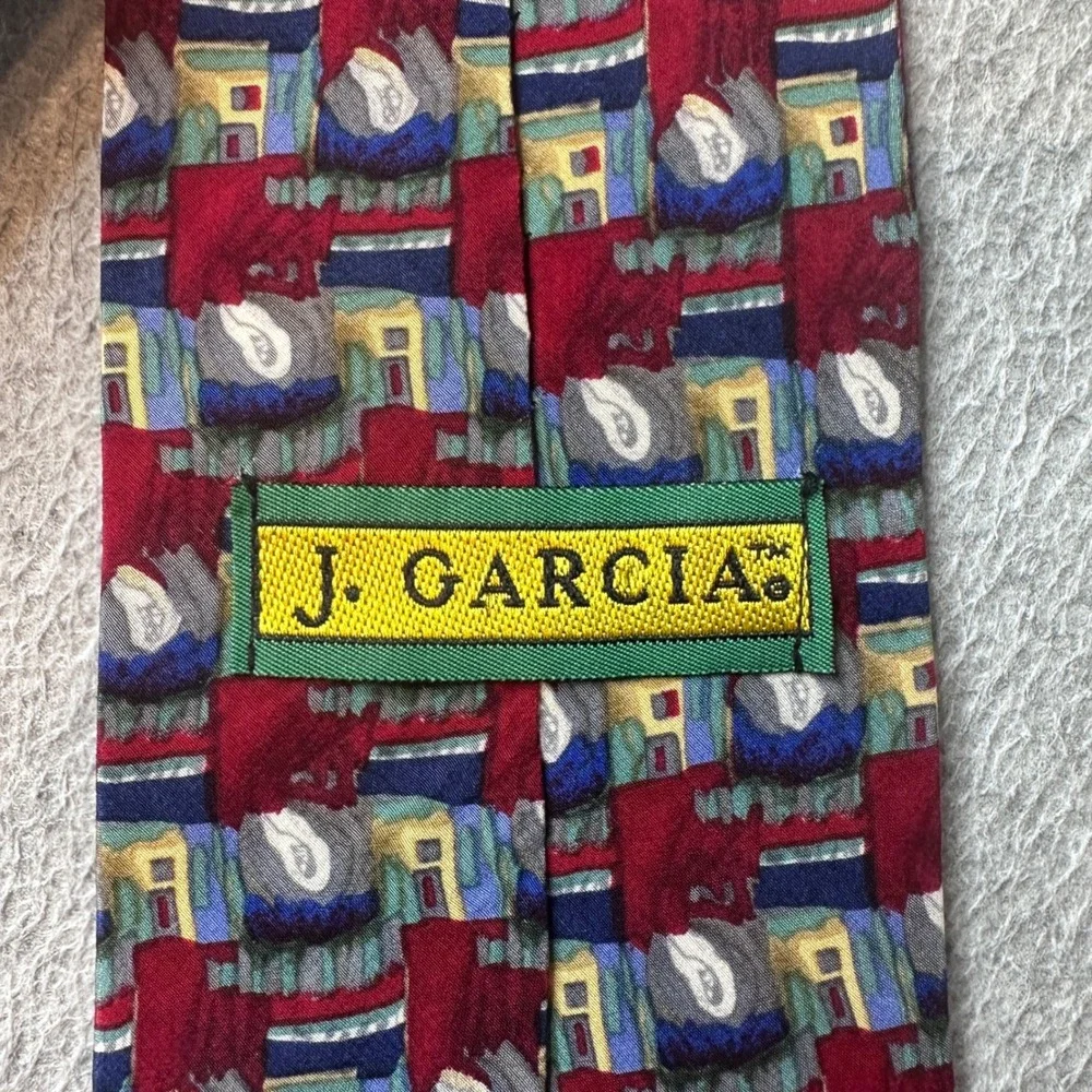 J. Garcia‎ Necktie Mens OS Burgundy Abstract Geometric Silk Jerry Garcia Art Tie